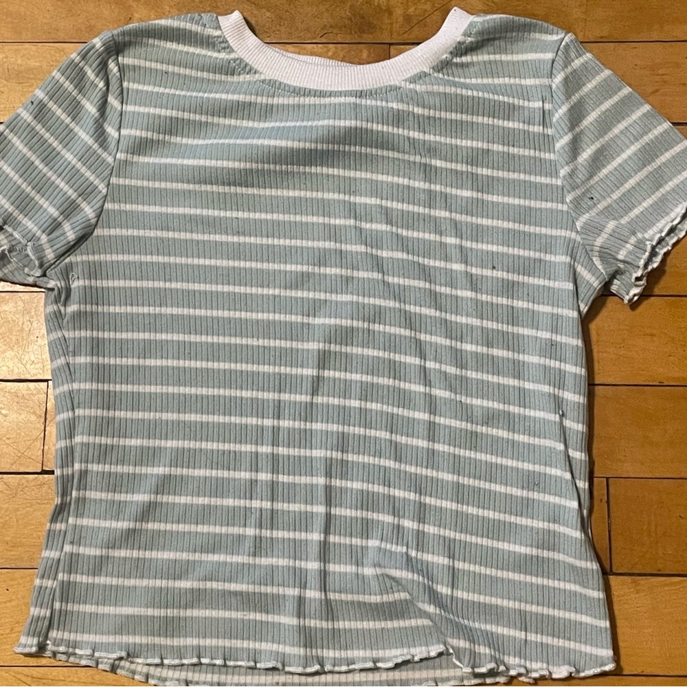 Green Striped Crop Top